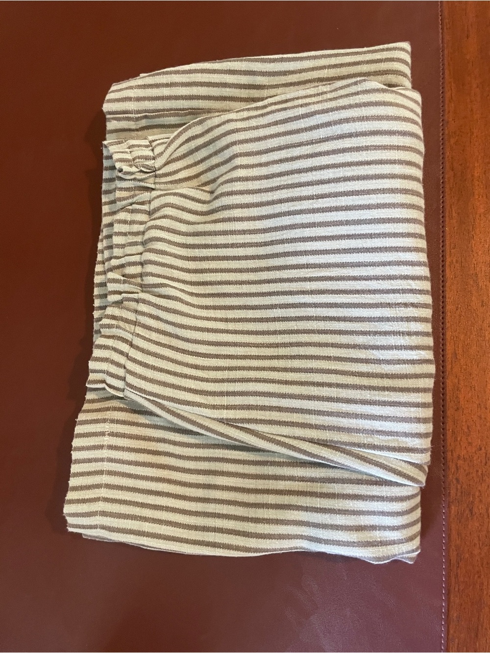 mahina Green and White Striped Wide Leg Pants